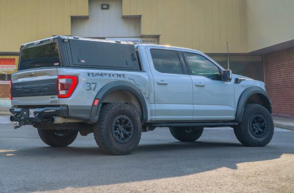 Raptor pickup truck with TUFCAP premium Overland aluminum cap installed